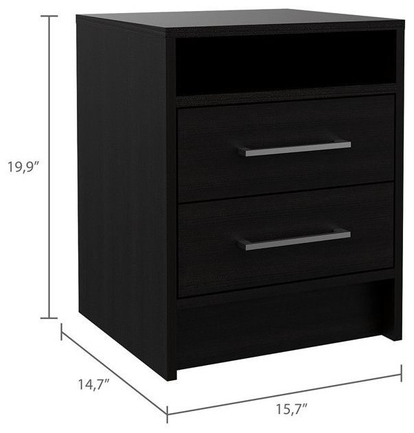Tu Home Square 2 Drawer Engineered Wood Nightstand Set In Black (Set Of ... with The Role of Storage Solutions in Bedroom Organization