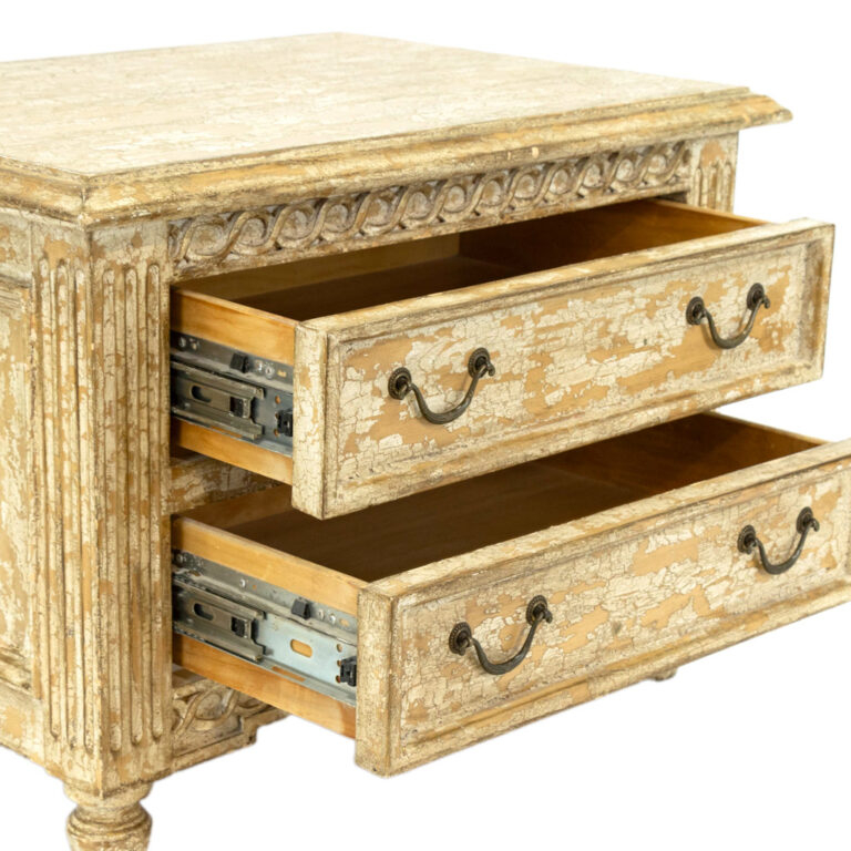 Two Drawer Nightstand With Distressed Off-White Finish | Grandview ... in How to choose the right nightstand that complements your bedroom style