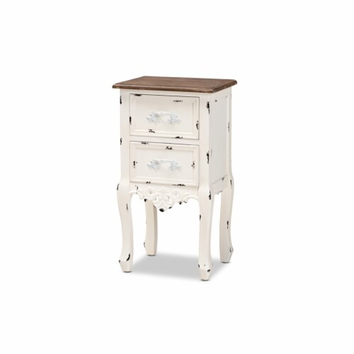Two-Tone Walnut Brown & Antique White Finished Wood 2-Drawer Nightstand ... with Choosing the right white wood nightstand for your bedroom space