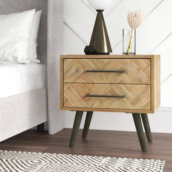 Union Rustic Kayoko Solid Wood Nightstand & Reviews | Wayfair ... pertaining to Harlow Solid Wood And Oak Veneer Night Stand, Black