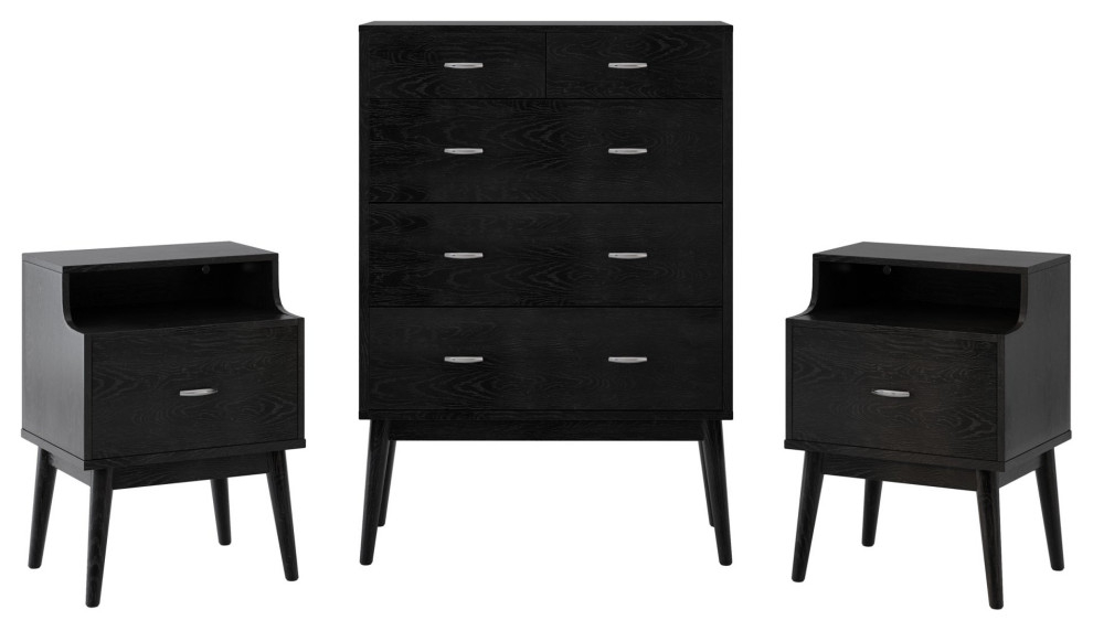 Unique 3 Pieces Dresser & 2 Nightstand Set, Rubberwood Frame ... with Understanding the craftsmanship behind rubberwood nightstands with tapered legs