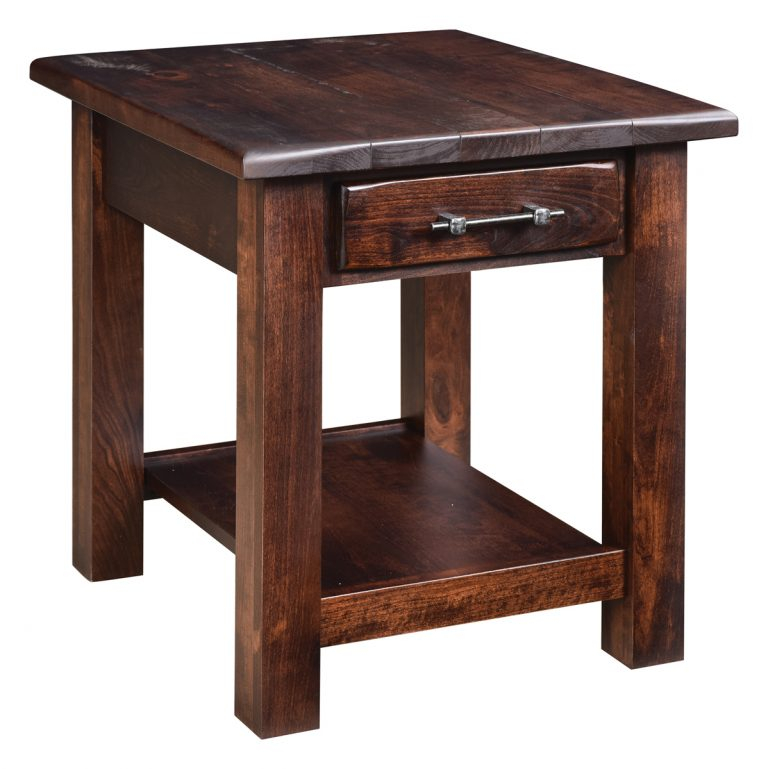Up To 33% Off Amish Barn Floor Rustic 1-Drawer End Table - Amish Outlet ... pertaining to Choosing the Right Wood Finish for Authentic Rustic Aesthetics