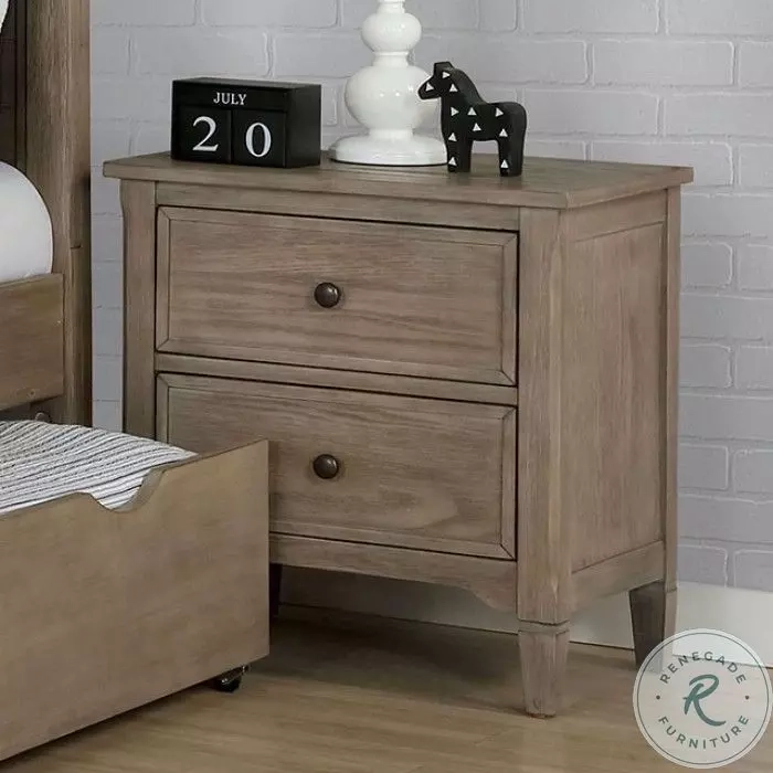 Vevey Wire Brushed Warm Gray Nightstand From Furniture Of America ... pertaining to Exploring the Versatility of Wire-Brushed Wood in Bedroom Furniture