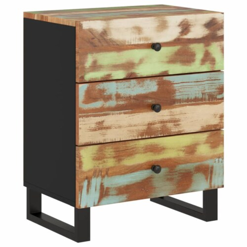 Vidaxl Bedside Cabinet 19.7 X13 X24.4 Solid Wood Reclaimed&Engineered ... within Vidaxl Cabinet Drawer Dresser Side End Table For Bedroom Solid Reclaimed Wood