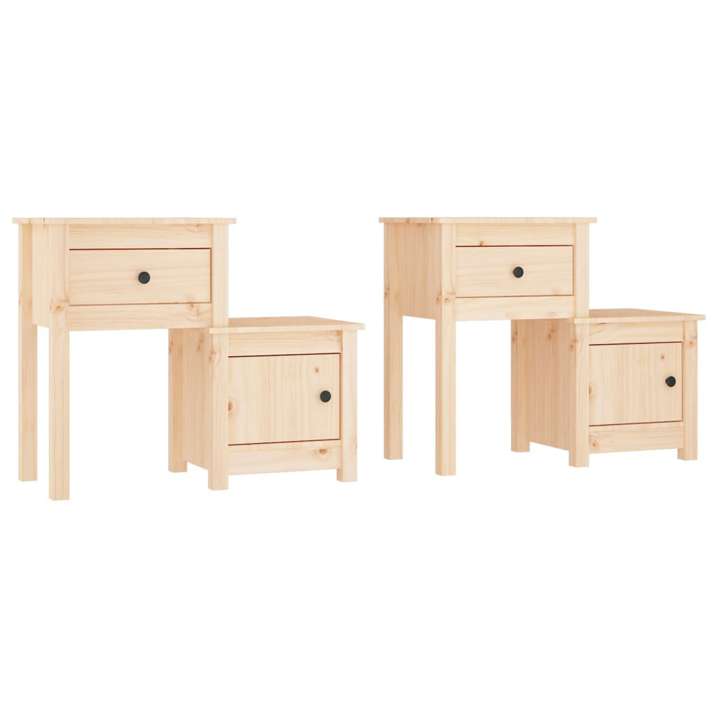 Vidaxl Bedside Cabinet Set Of 2 Pine Solid Pine Wood Standard | Wayfair inside Creating functional sleeping spaces with thoughtful bedside storage