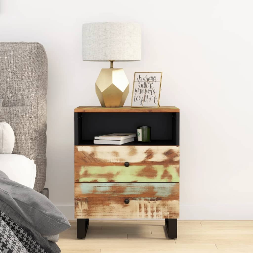 Vidaxl Cabinet Accent Nightstand End Table With Storage Drawer Solid ... inside Vidaxl Nightstand End Table For Bedroom White And Brown Solid Rough Wood Mango