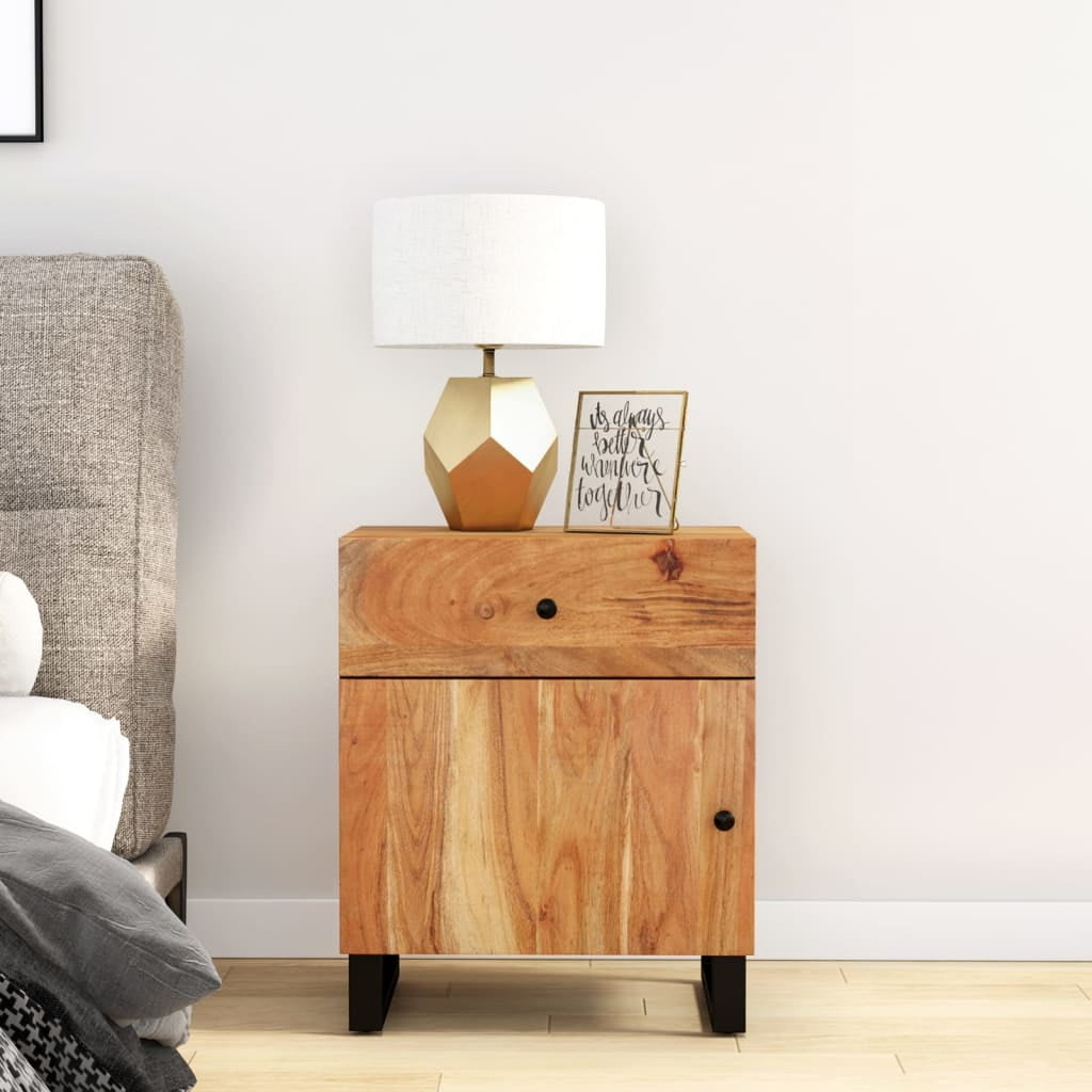 Vidaxl Cabinet Accent Nightstand End Table With Storage Drawer Solid ... intended for Vidaxl Nightstand End Table For Bedroom White And Brown Solid Rough Wood Mango