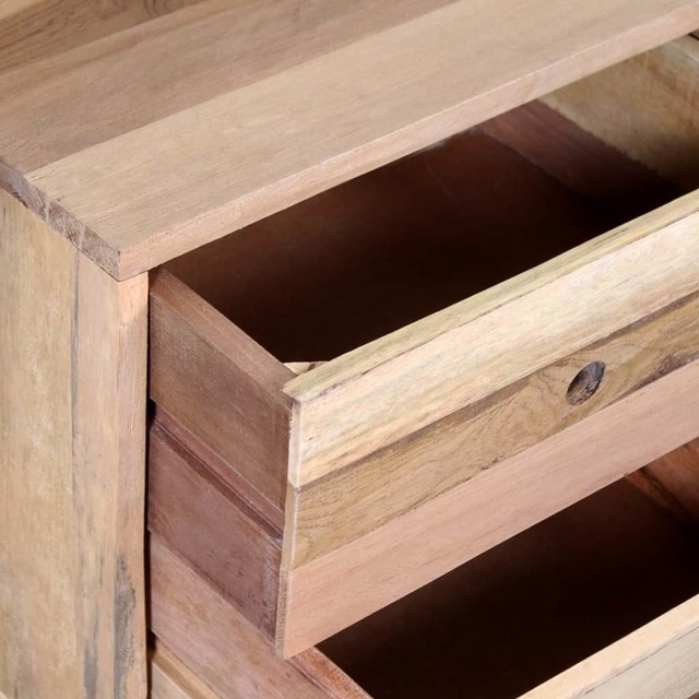 Vidaxl Cabinet Drawer Dresser Side End Table For Bedroom Solid ... for The Versatility of Solid Wood End Tables in Bedroom and Living Room Settings
