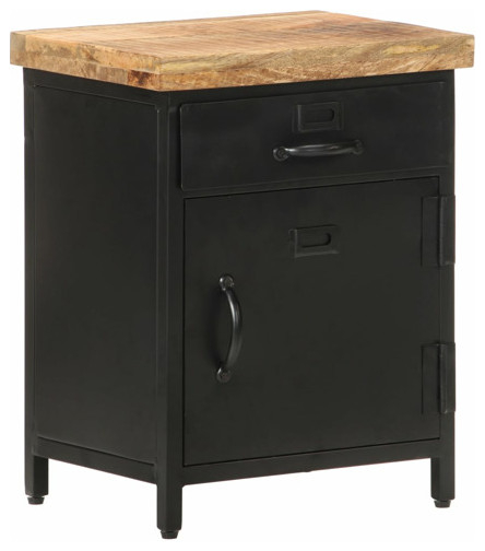 Vidaxl Rough Mango Wood Bedside Cabinet Storage Nightstand Bedroom ... in Vidaxl Cabinet Nightstand End Table For Bedroom Office Solid Rough Wood Mango