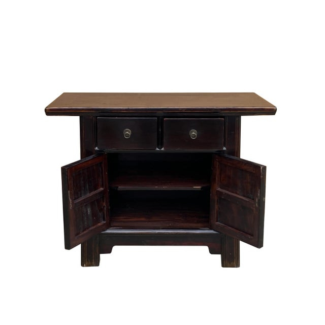 Vintage Chinese Dark Brown Drawers Side Table Credenza Vanity Cabinet ... within Master Craftsmanship Behind the Hcs7768 Vintage Cabinet Design