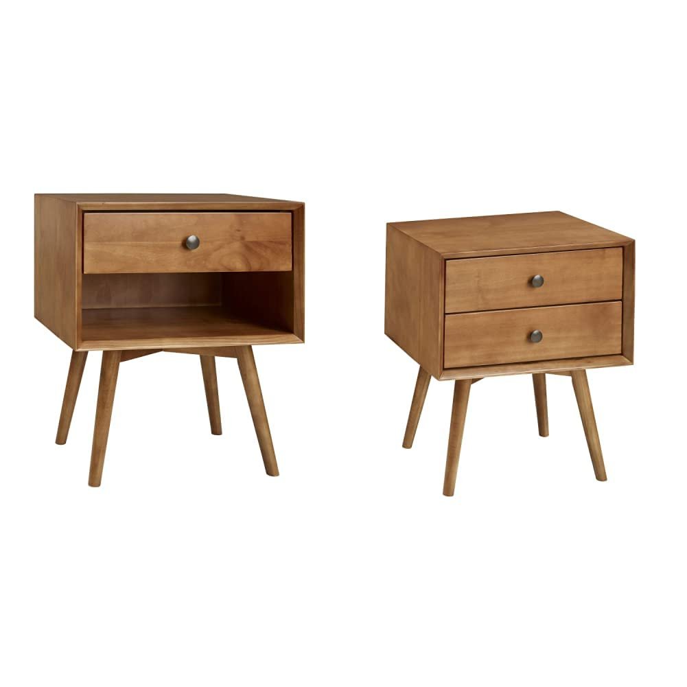 Walker Edison Mid Century Modern Wood Nightstand Side Table, 1 Drawer ... inside Exploring the Timeless Design Elements That Define Mid Century Bedroom Furniture