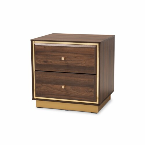 Walnut Brown Finished Wood And Gold Metal 2-Drawer Nightstand, 1 - Qfc within How Modern Design Elements Transform Sleep Spaces