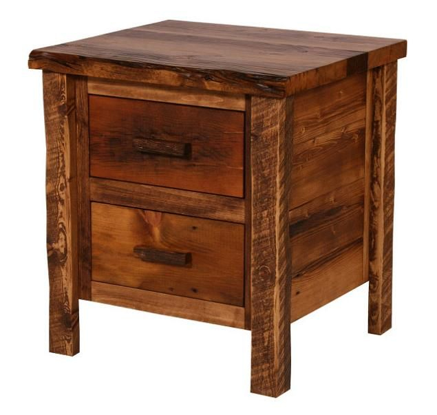 Weathered Pine 2-Drawer Nightstand | Reclaimed Wood Bedside Table ... throughout Britanica 2-Drawer Reclaimed Pine Nightstand, Brown