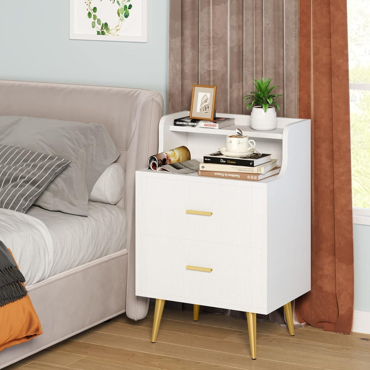 White 2-Drawer Nightstands - Bed Bath & Beyond inside Victoria Matte White Pu Leather 2 Storage Drawers Nightstand Bedside Table
