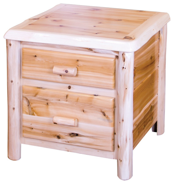 White Cedar Log 2-Drawer Nightstand - Rustic - Side Tables And End ... inside Exploring the Timeless Appeal of Log Mountain Collection Open Nightstands
