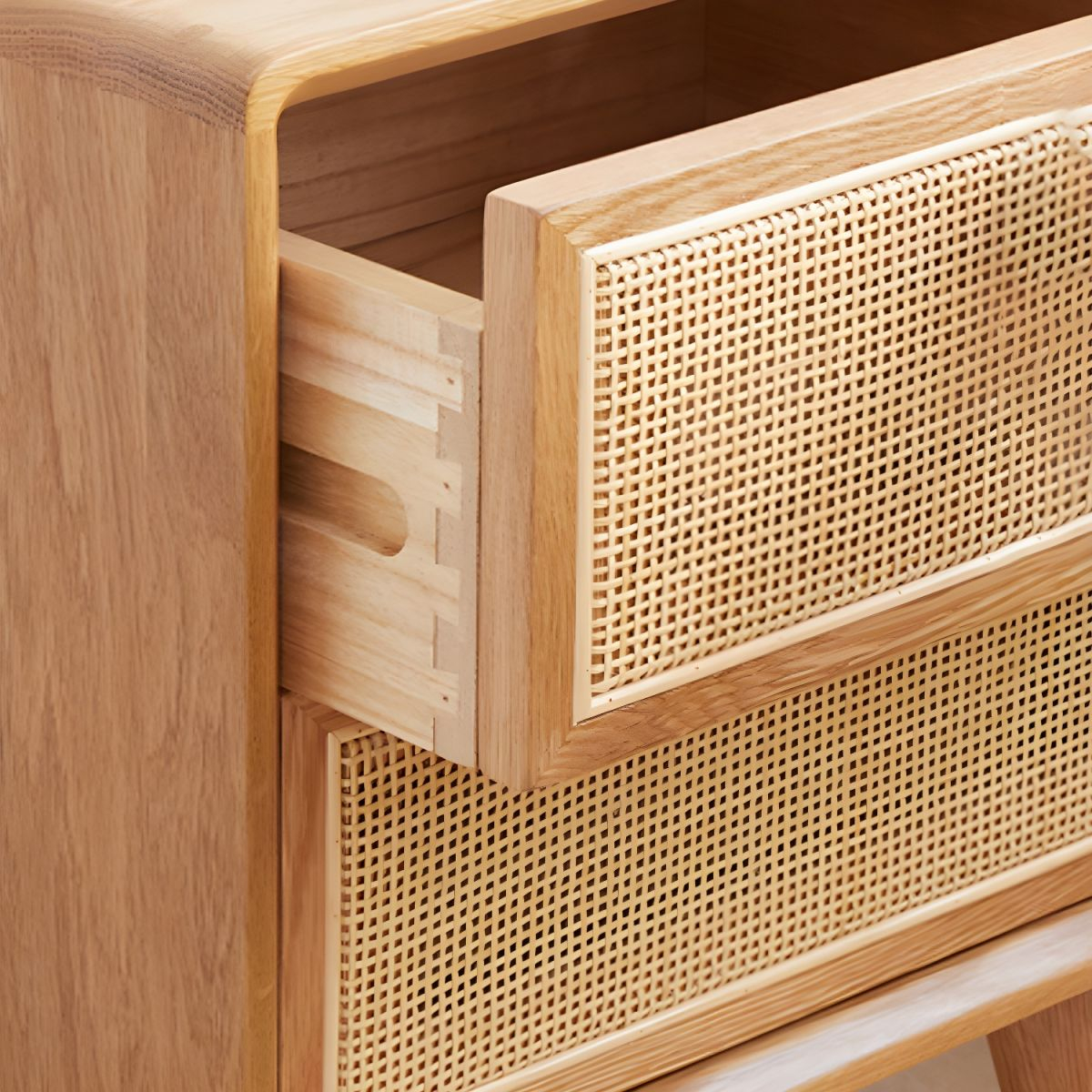 Wicker & Rattan Modern Night Table Solid Wood 2-Drawer Storage ... throughout Exploring the Versatility of Light Brown Wood in Furniture Design
