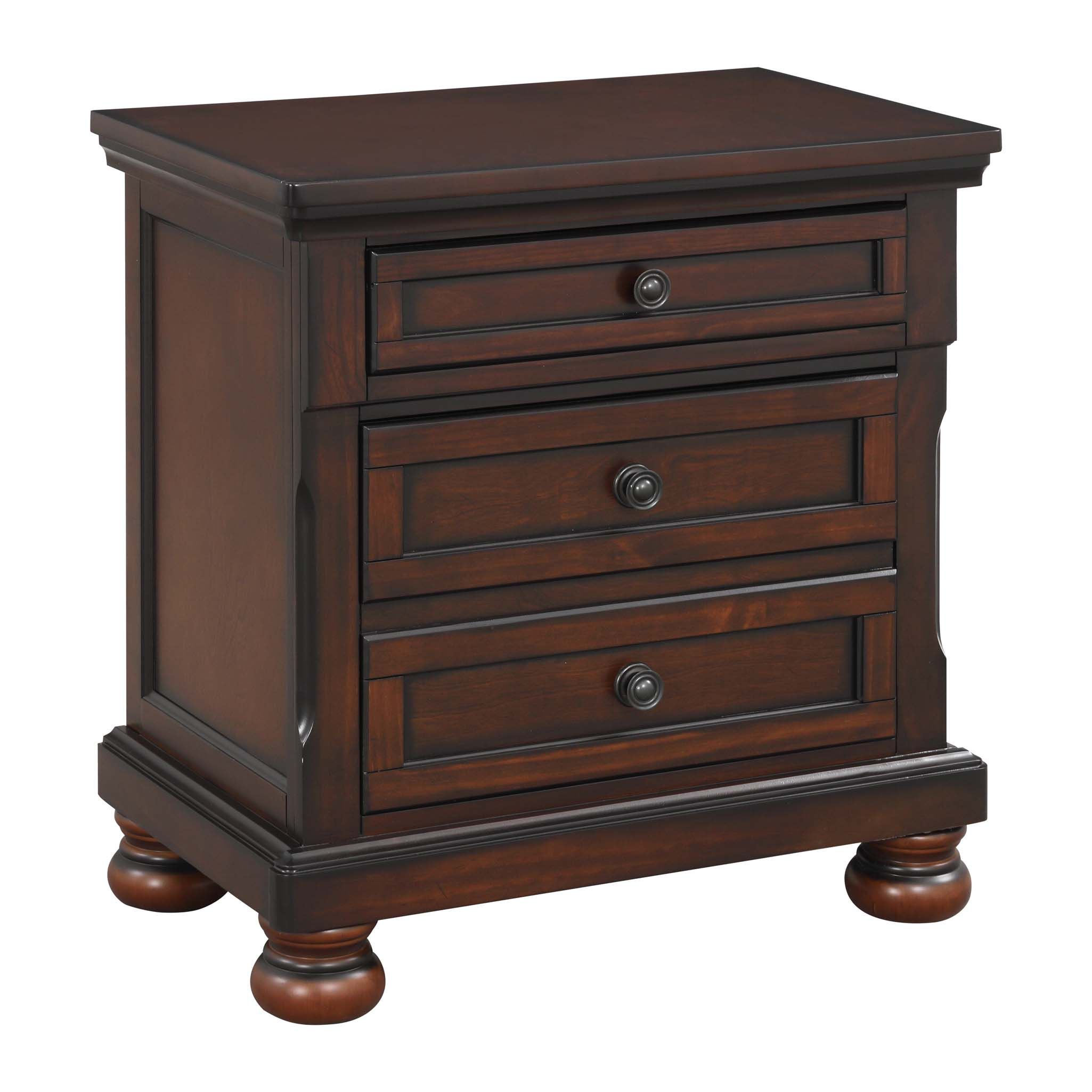 Wildon Home® Classic Transitional Nightstand Brown Cherry Finish Birch ... in Crafting Cozy Spaces with Burleigh Transitional Night Stand in Cherry Wood Tone