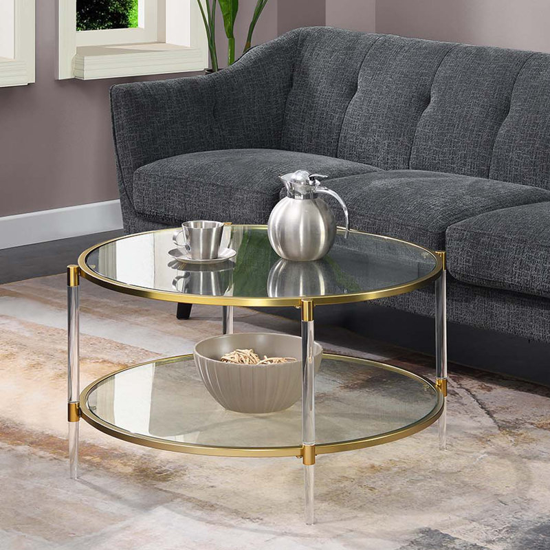 Willa Arloâ„¢ Interiors Carolina 2-Tier Acrylic Glass Coffee Table ... intended for How contemporary living spaces benefit from 2-tier glass furniture solutions
