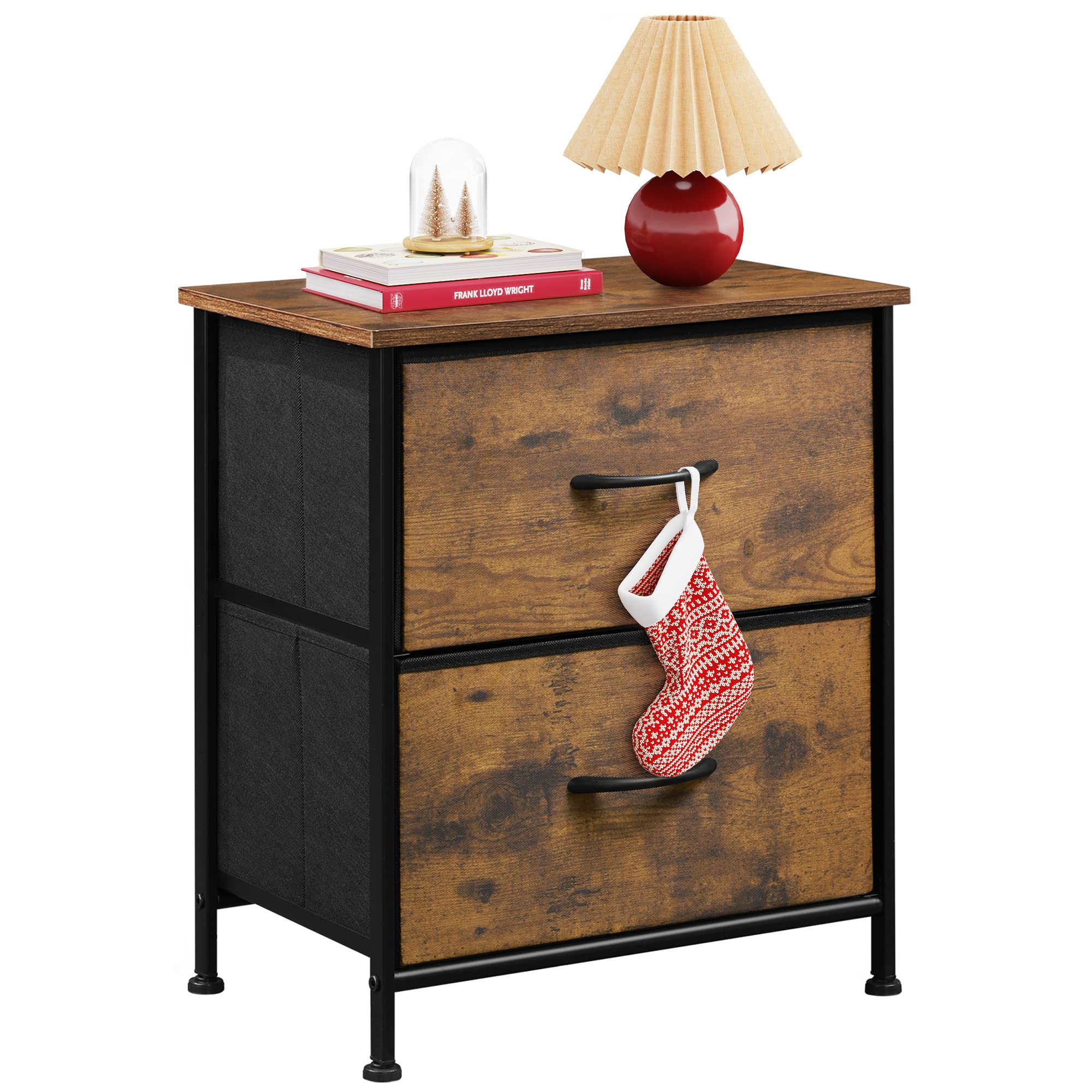 Wlive Nightstand, 2 Drawer Dresser For Bedroom, Small Dresser With 2 ... inside Rectangular 2 Drawer Rustic Brown Nightstand For Bedroom
