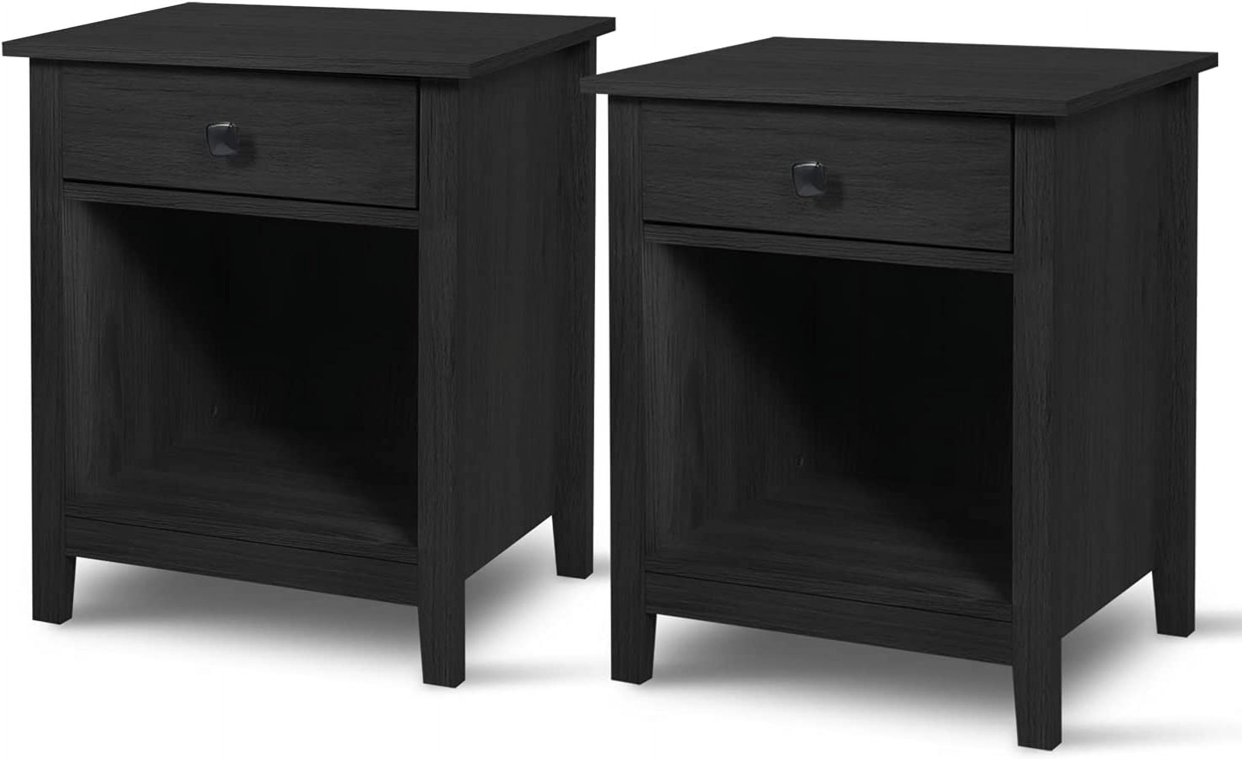 Wood Nightstand Set - Set Of 2 Black Nightstands With Drawers For ... intended for The Role of Storage Solutions in Bedroom Organization