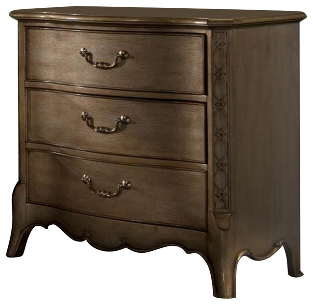 Wooden Night Stand With 3 Drawers In Gold - Traditional - Nightstands ... inside Benzara Bm174483 Traditional Style Wooden Night Stand