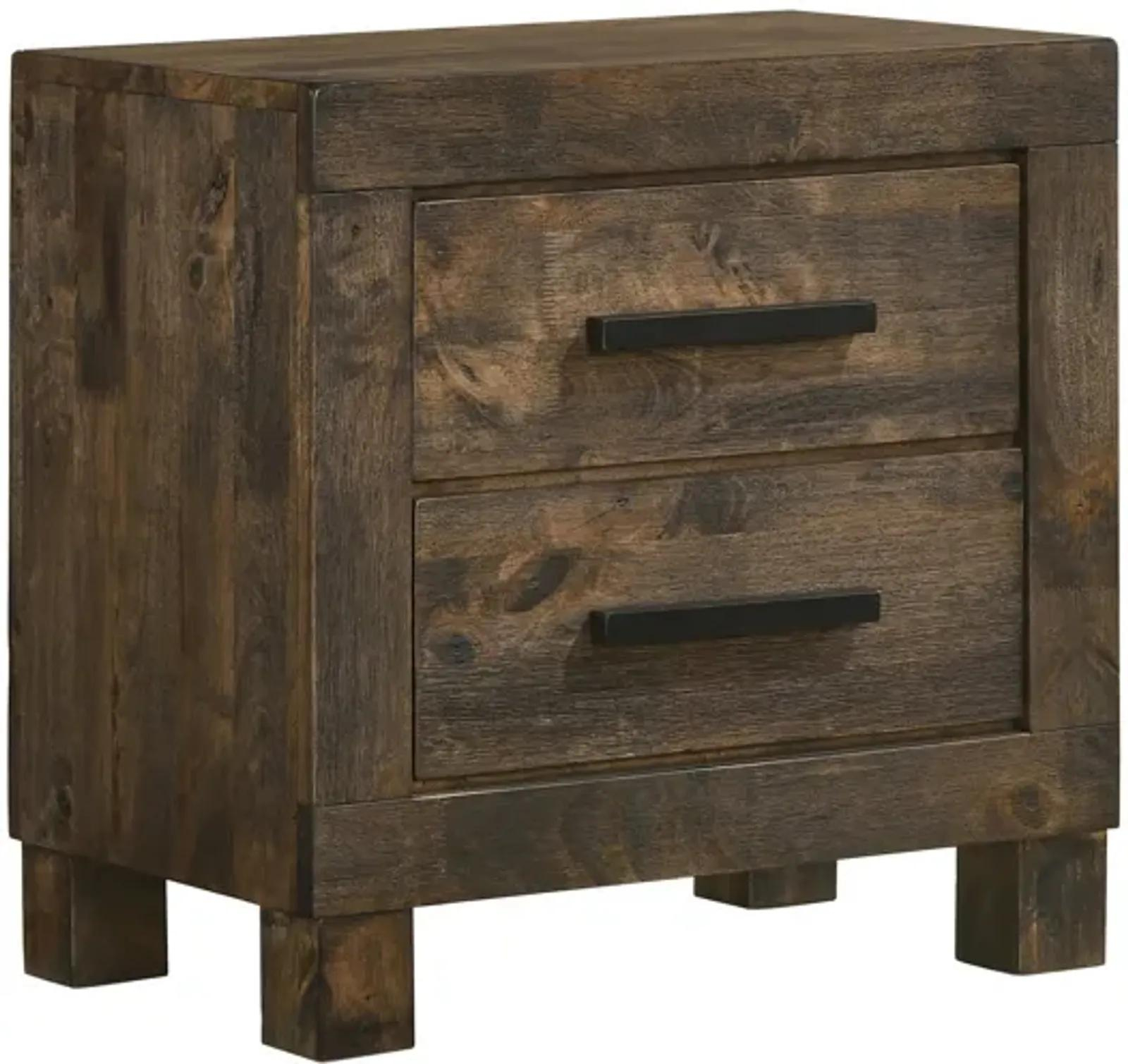 Wooden Nightstand With 2 Drawers And Grain Details, Brown-Benzara By ... with Benzara Bm280265 24" Classic Nightstand, 2 Drawers