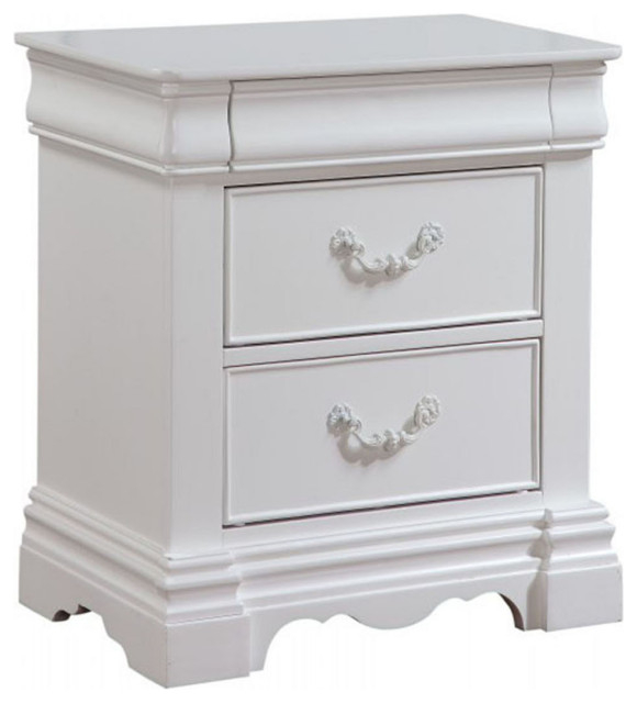 Wooden Nightstand With 3 Glide Center Metal Drawers, White ... pertaining to Maximizing Storage Solutions Through Thoughtful Nightstand Design Choices