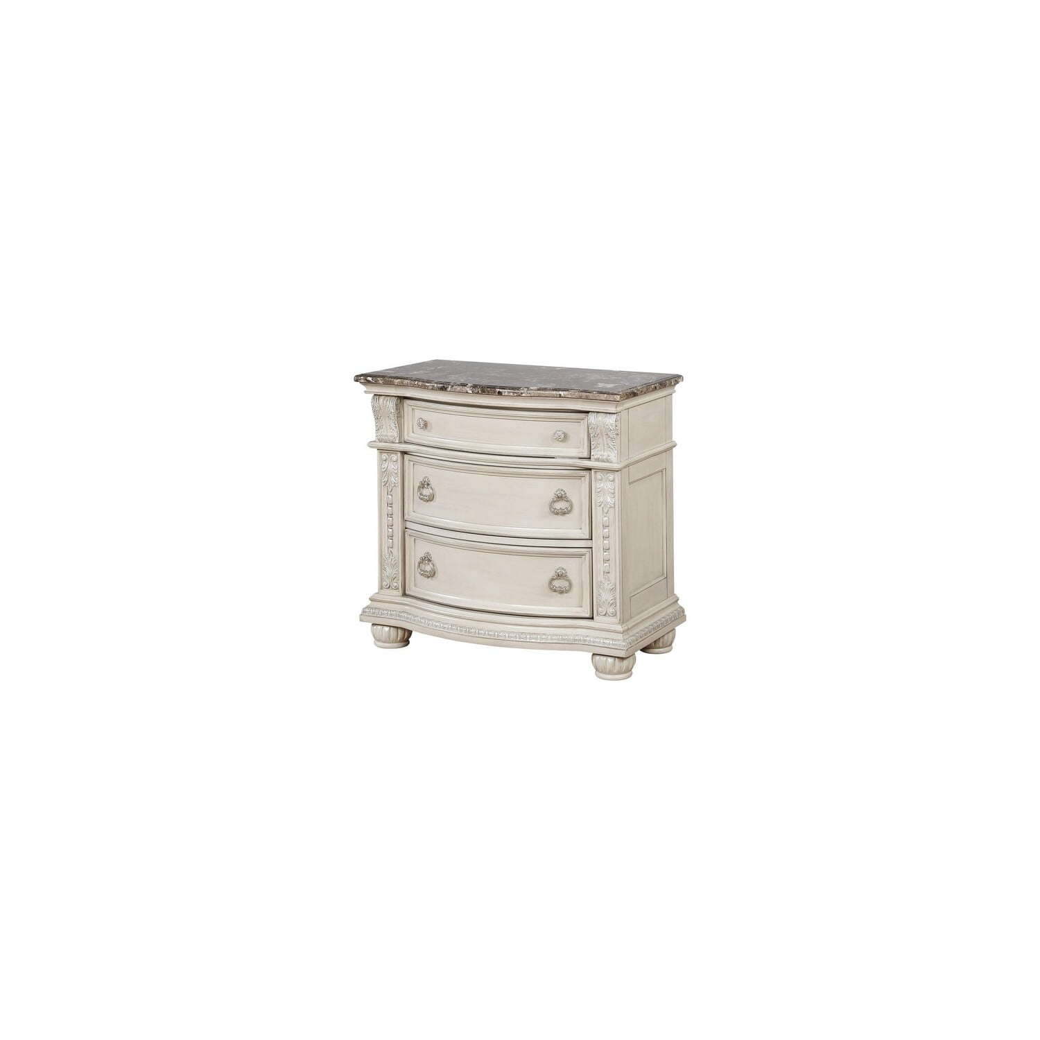 Wooden Nightstand With Three Spacious Drawers And Bun Feet, White ... with regard to Analyzing the Aesthetic Appeal of Molded Woodwork in Contemporary Furniture