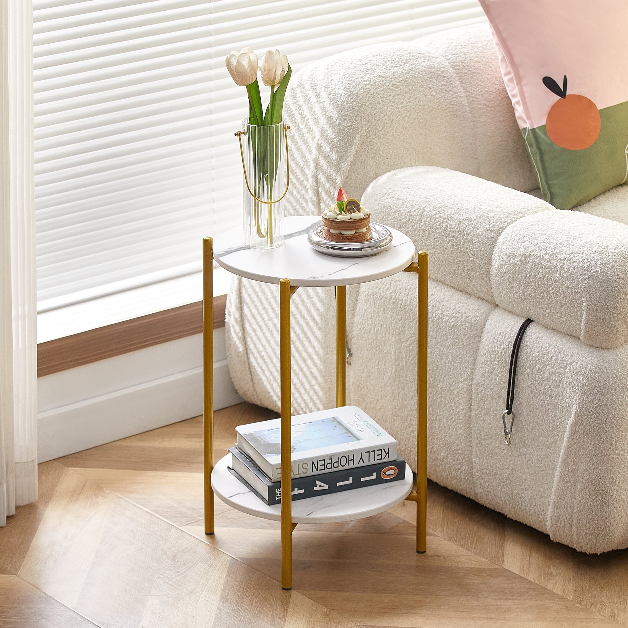 Yardi Yard 2-Tier Small Accent Table With With Faux Marble Tabletop ... with regard to Understanding the craftsmanship behind mahdavi furniture pieces