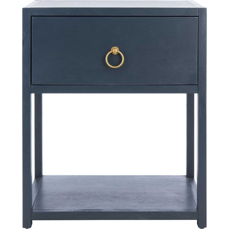 Yuan 1 Drawer 1 Shelf Nightstand Navy | Contemporary Nightstand, Shelf ... throughout Safavieh Sondra 1 Drawer 1 Shelf Nightstand, Oak/Gold