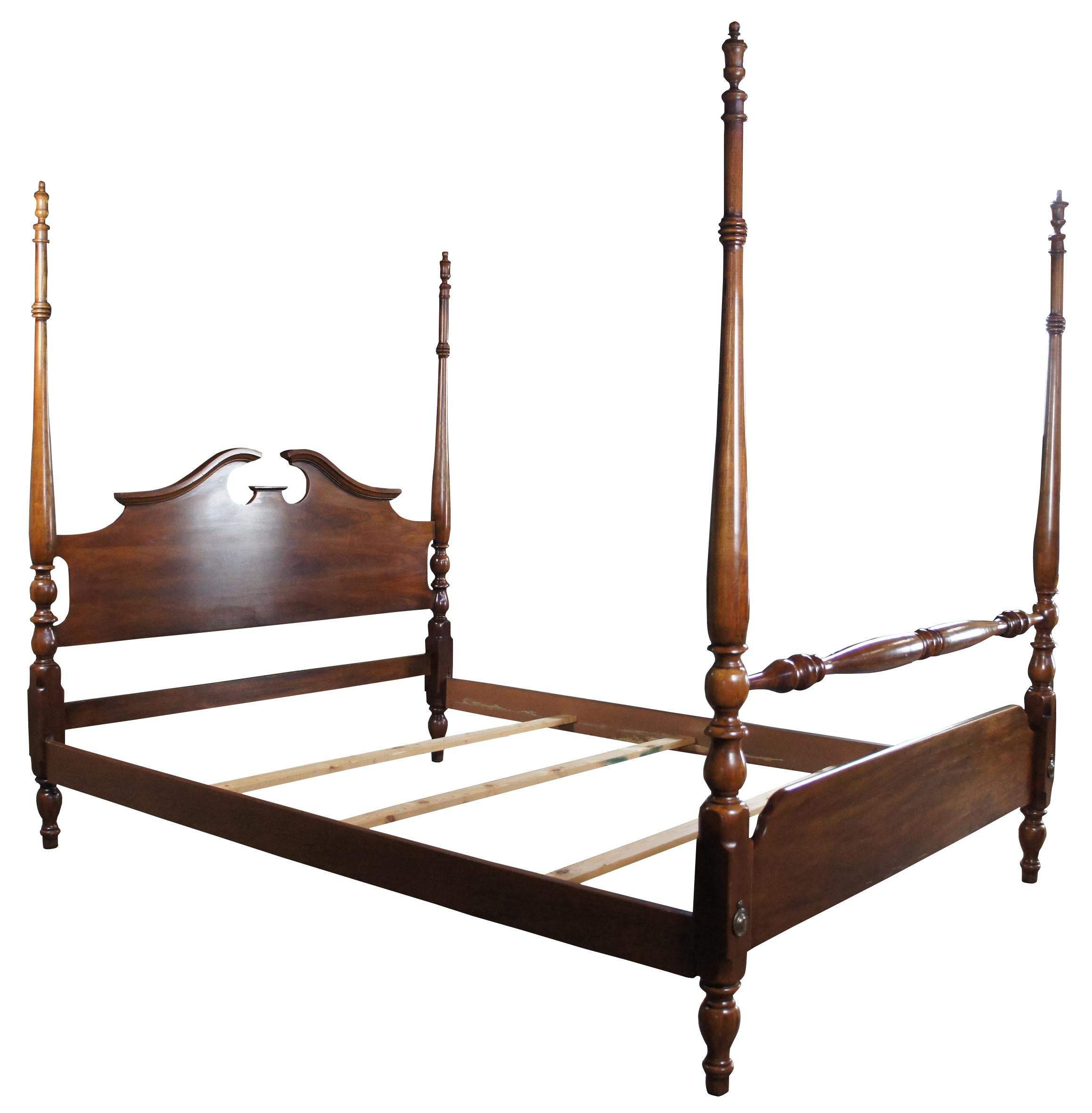 1978 Vintage Thomasville Georgian Style Traditional Cherry Four Poster ... regarding Finding Authentic Antique Four Poster Queen Beds in Today's Market