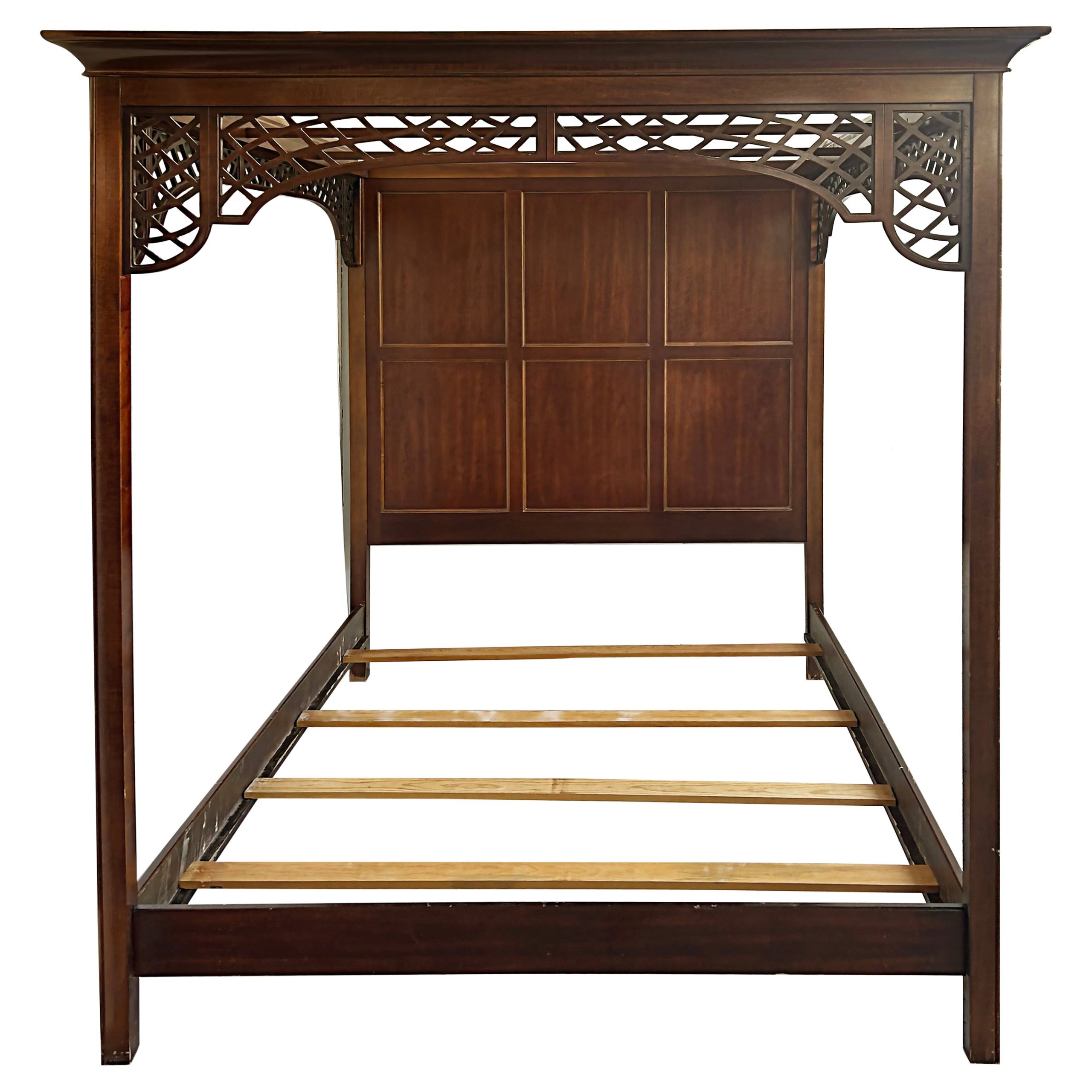 1978 Vintage Thomasville Georgian Style Traditional Cherry Four Poster ... throughout Antique Four Poster Bed Queen