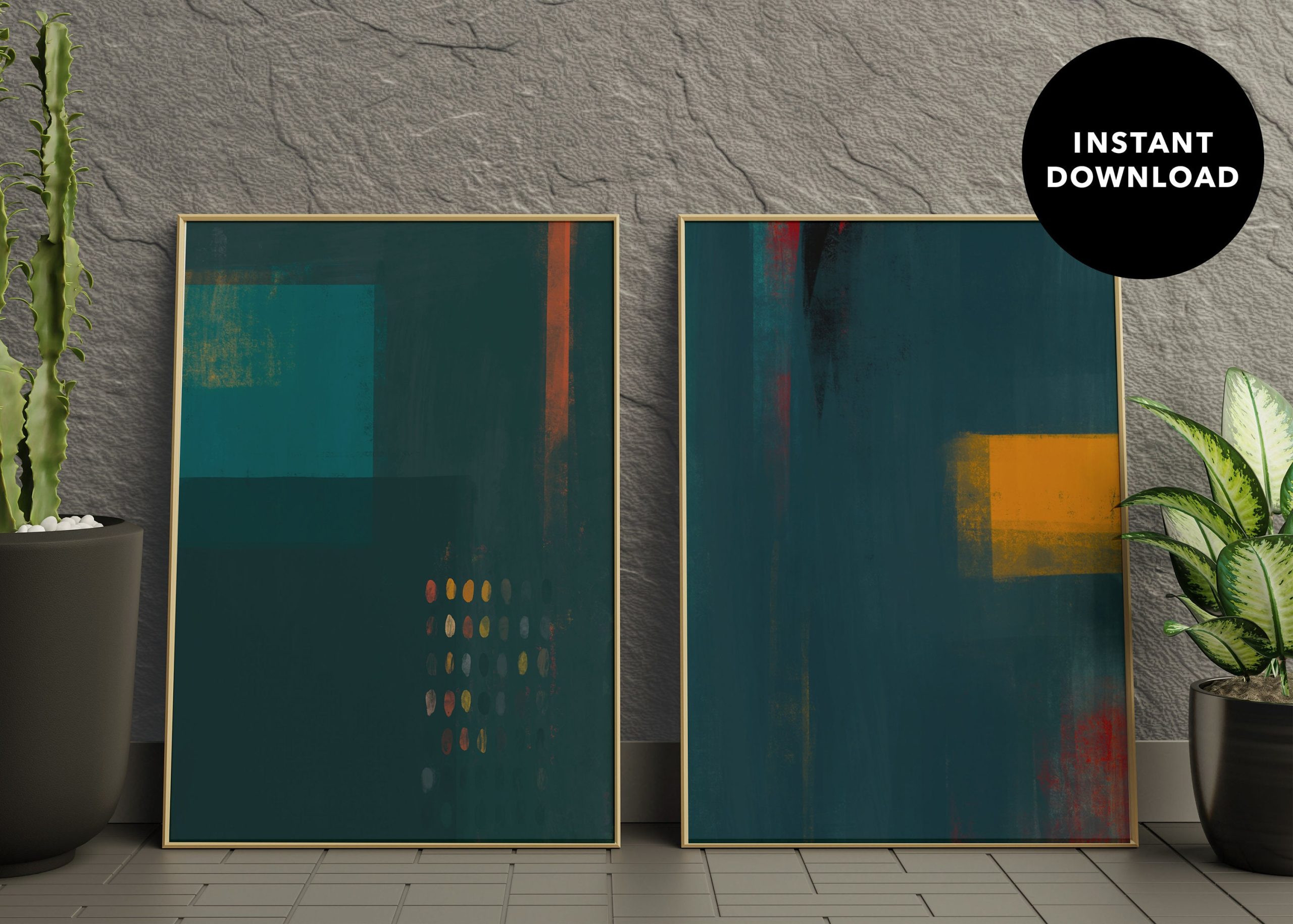 2 Piece Abstract Painting Set, Abstract Bedroom Print, Elegant Wall ... in 2 Piece Wall Art For Bedroom
