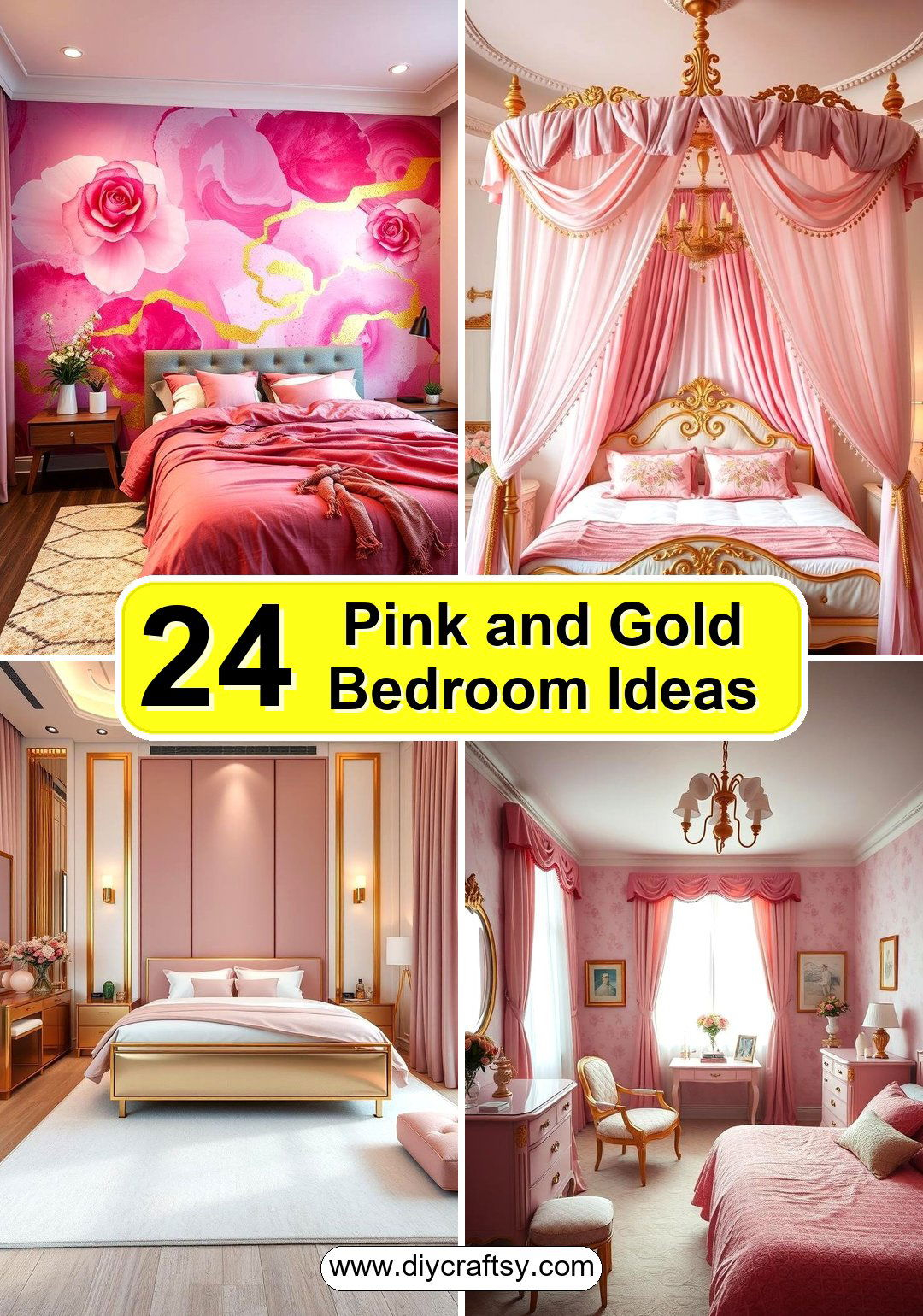 24 Luxurious Pink & Gold Bedroom Ideas For Elegant Spaces within Pink And Gold Bedroom Set