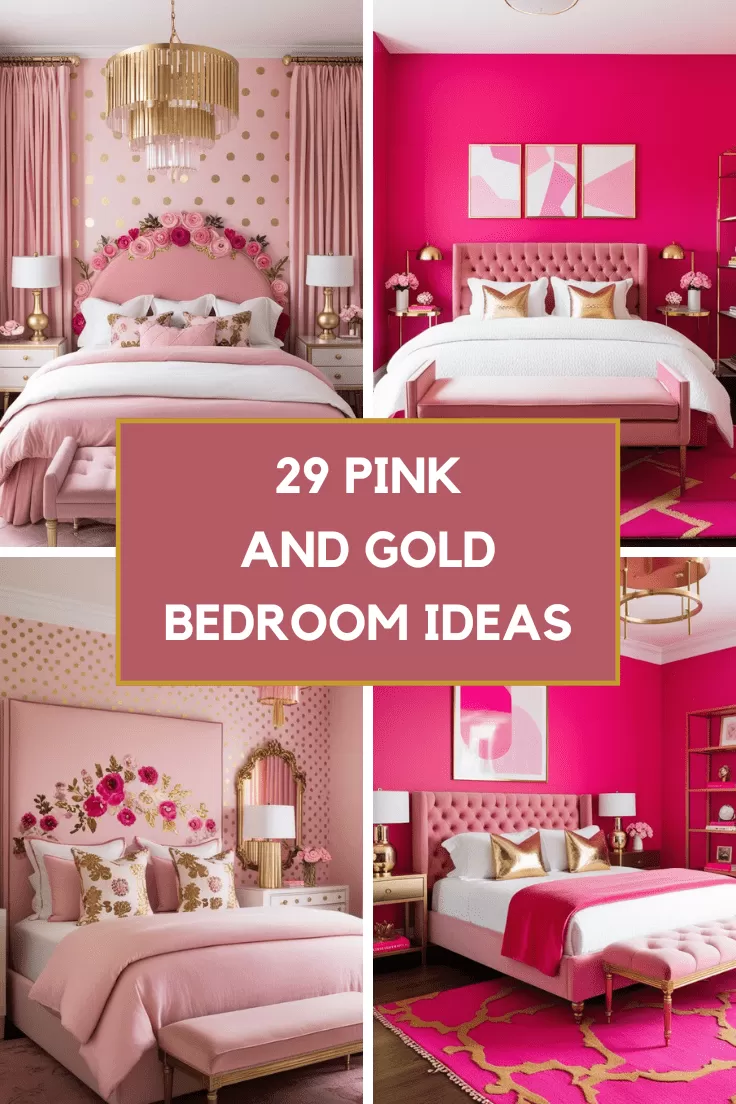 29 Dreamy Pink And Gold Bedroom Ideas For The Ultimate Glam Look ... pertaining to Mixing Metals and Textures for Stunning Bedroom Arrangements