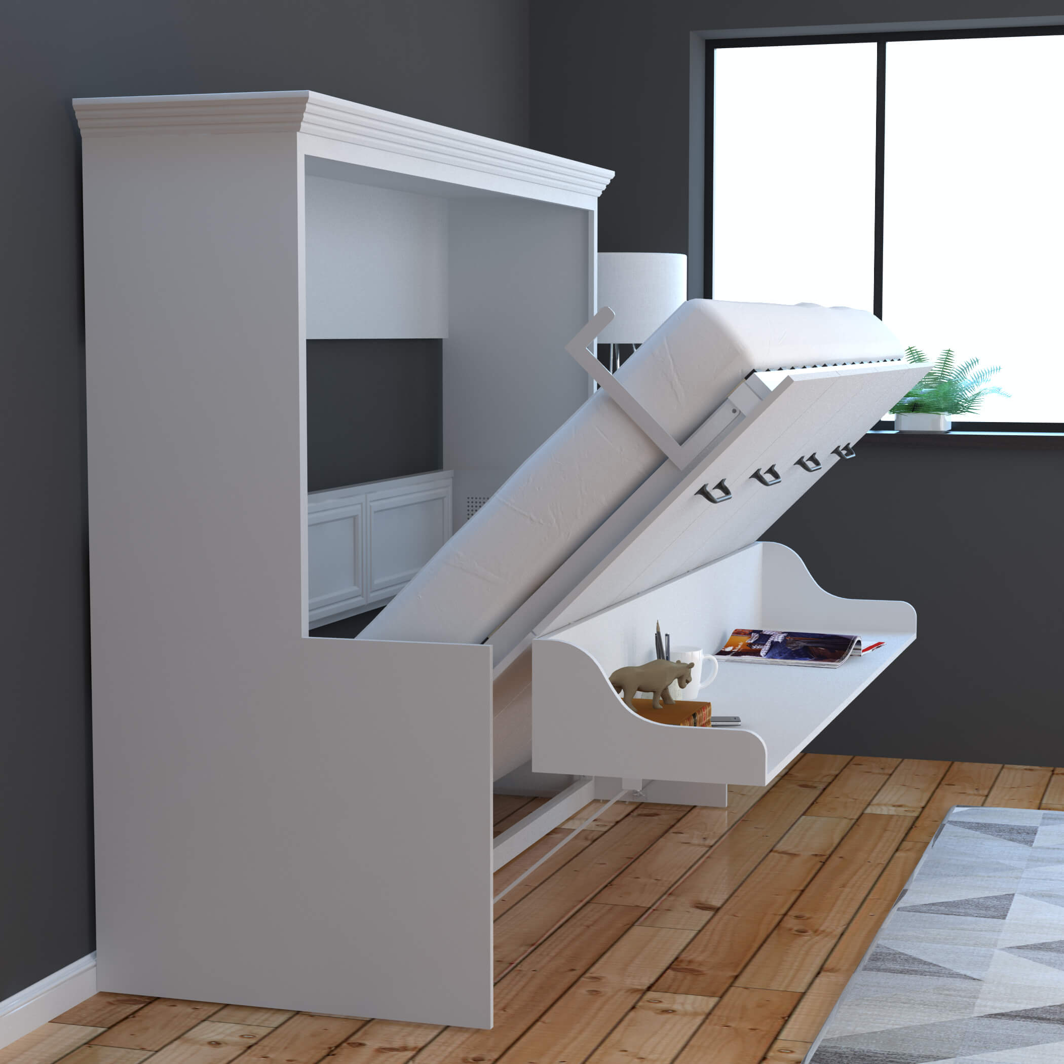 Adonis Horizontal Murphy Bed With Desk Combo White | Sleepworks inside How to Choose the Perfect Full Size Murphy Bed Desk for Your Home Office