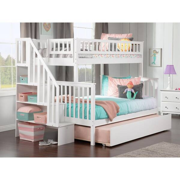 Afi Woodland Staircase Bunk Bed Twin Over Full With Twin Size Urban ... throughout Space-saving staircase bunk bed with trundle designs for modern homes
