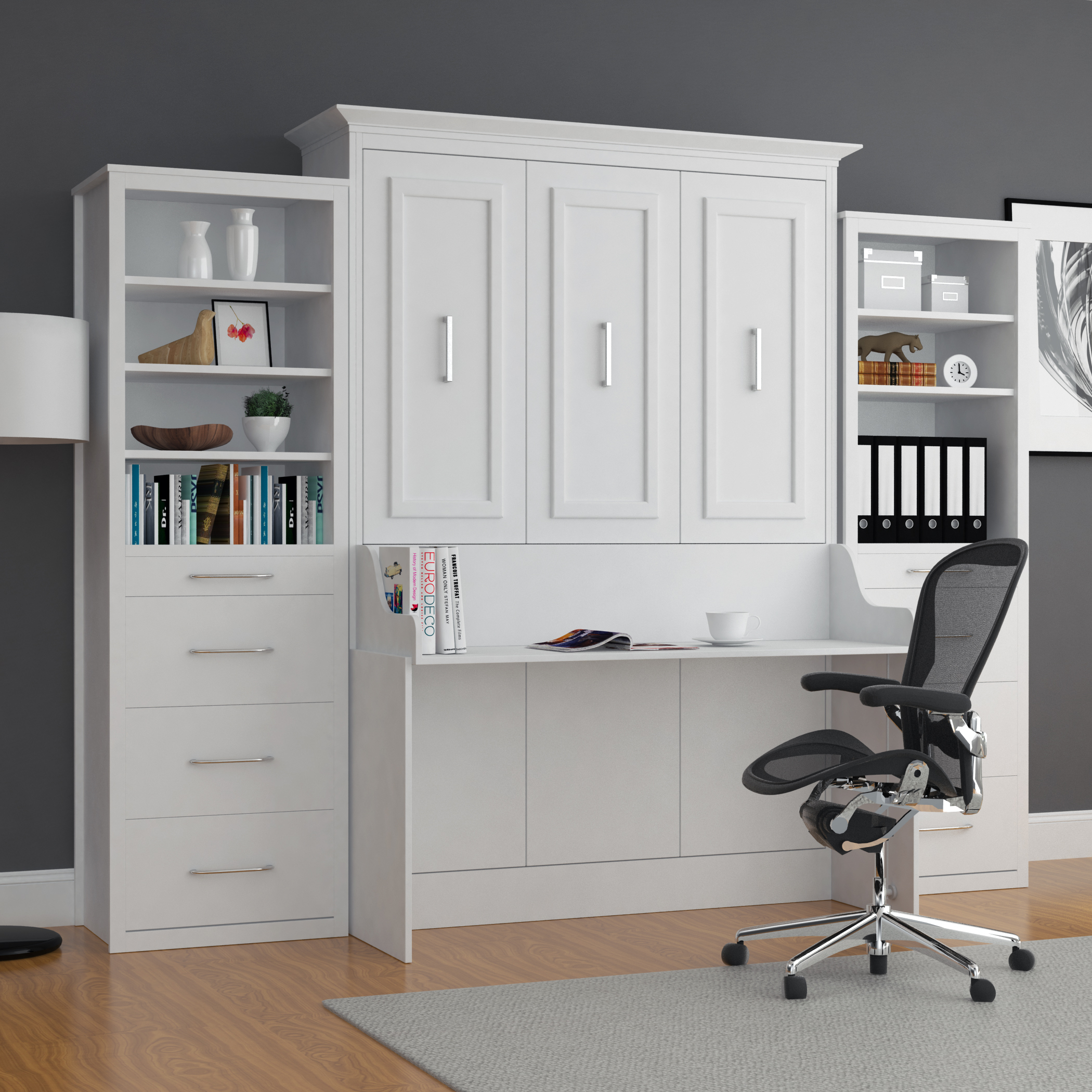 Alegra White Diy Murphy Desk Bed Queen | Sleepworks New York within Murphy Beds With A Desk