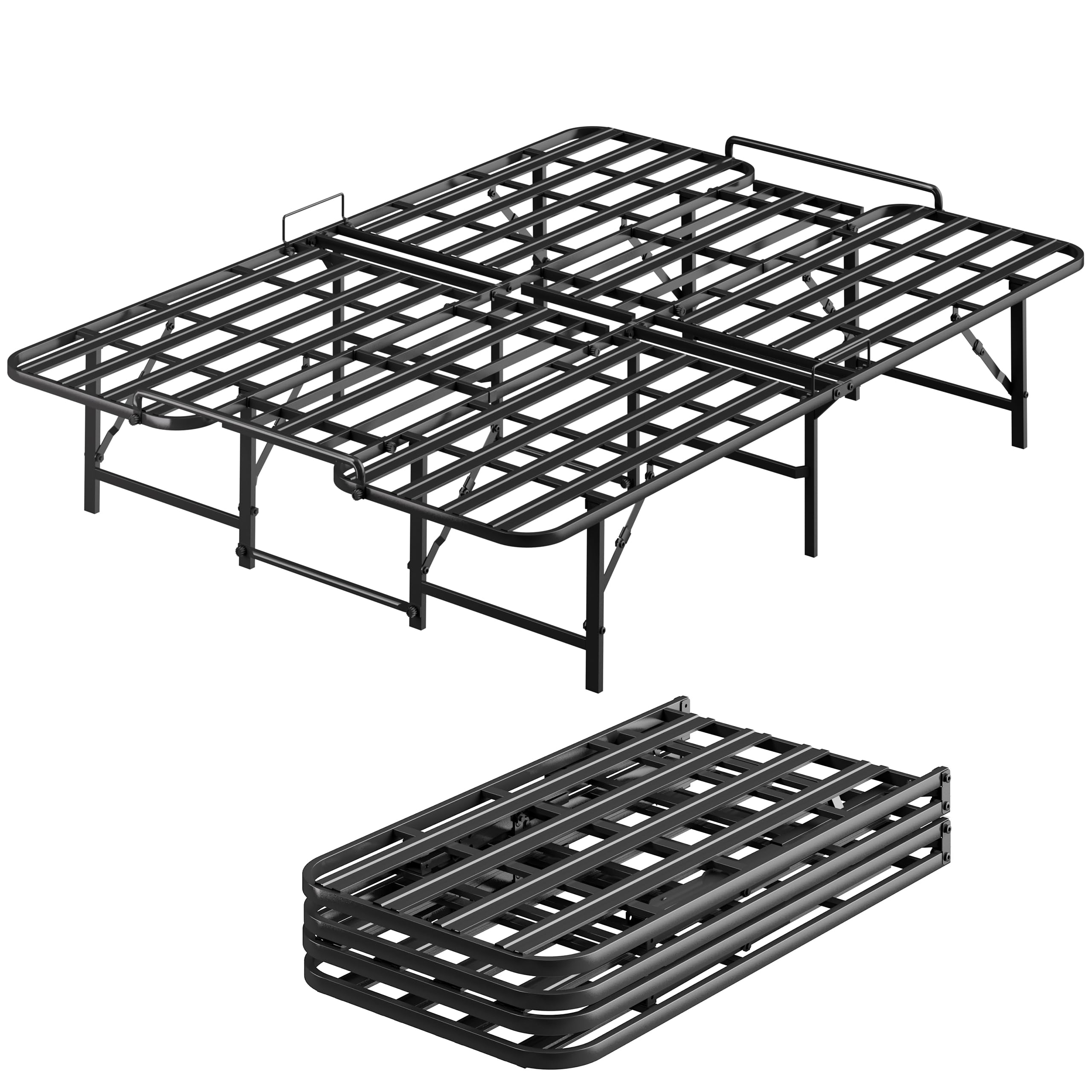 Amazon.com: 14.2" Foldable Bed Frame Full Size Portable Metal Platform ... in Expert tips for maintaining and caring for foldable king size bed frames