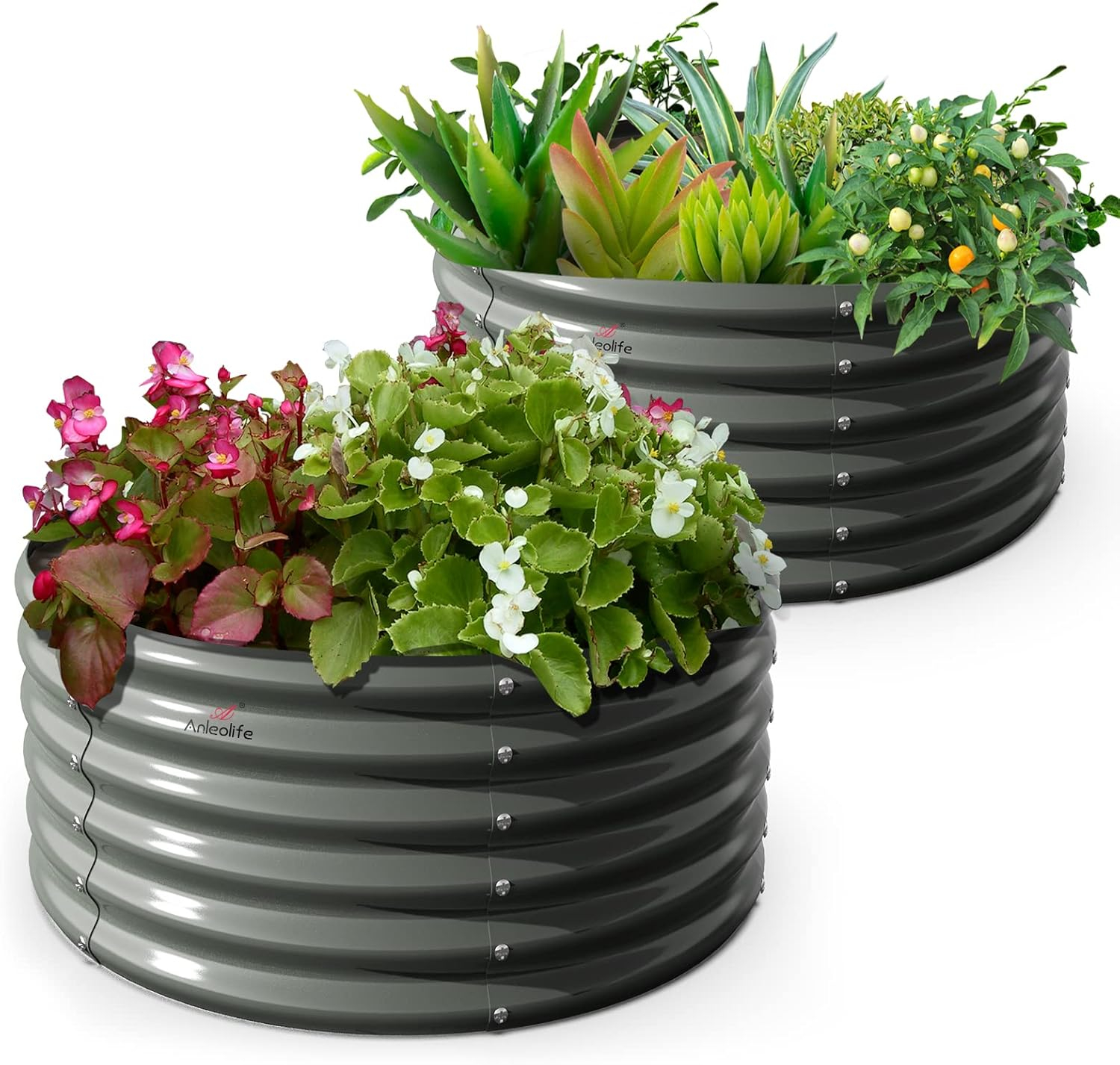 Amazon.com: A Anleolife 2-Pack 4Ft X 18”Tall Round Galvanized Raised ... regarding Seasonal Care Tips for Maintaining Round Metal Raised Beds