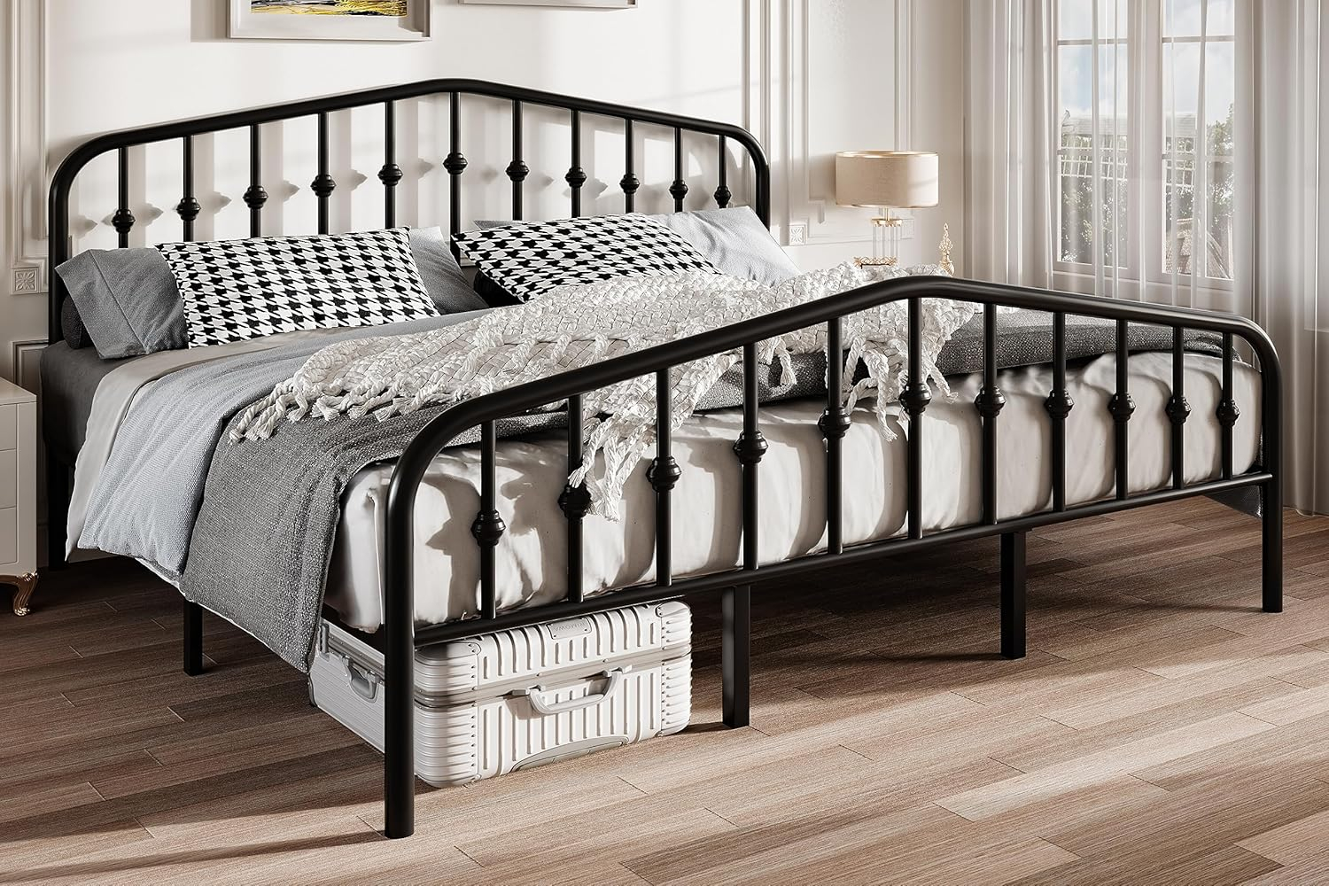 Amazon.com: Allewie King Size Metal Platform Bed Frame With Vintage ... with regard to Exploring the safety features that make metal bed rails essential