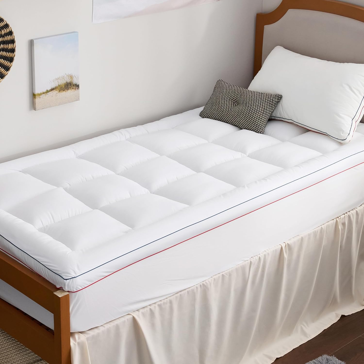 Amazon.com: Bedsure Twin Xl Mattress Topper Dorm Bedding - Extra Thick ... pertaining to Twin Xl Mattress Pad Cover