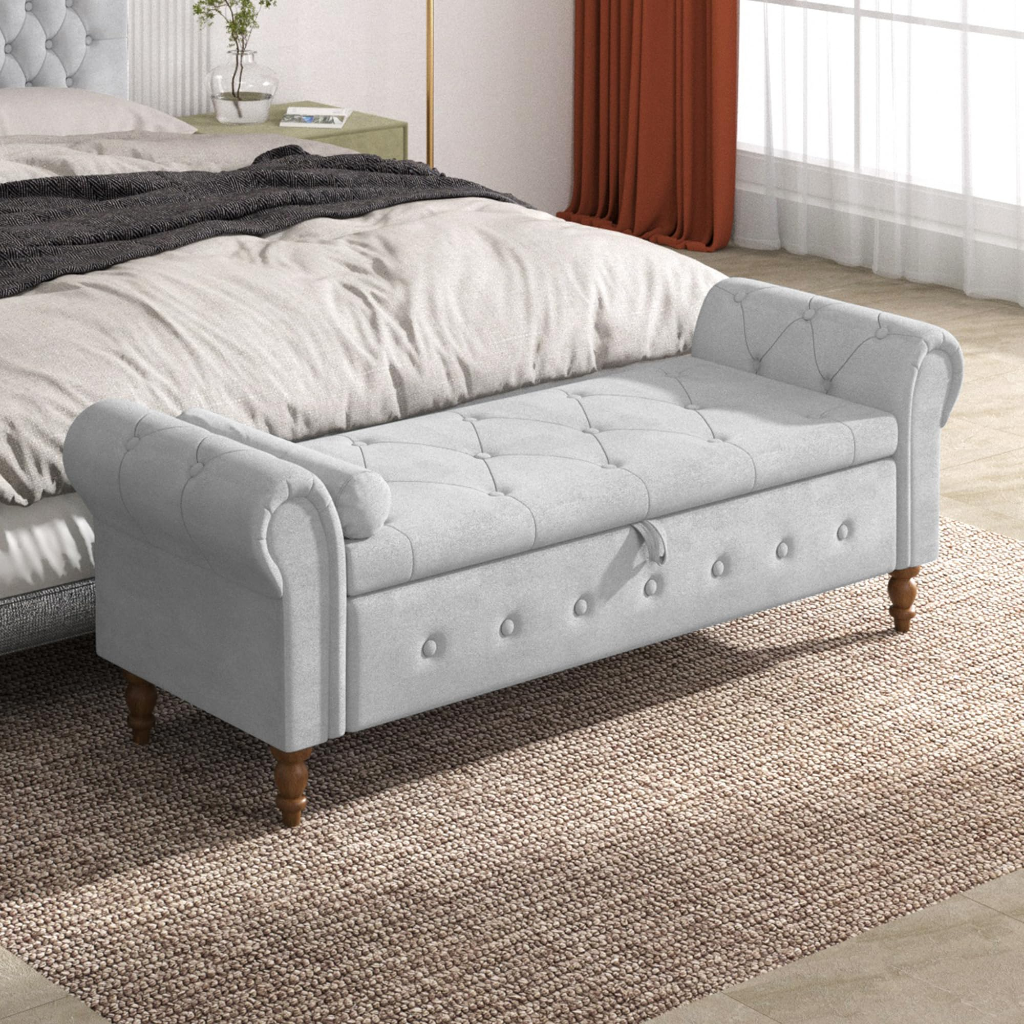 Amazon.com: Befurtori End Of Bed Storage Bench For Bedroom, 63" Bench ... intended for Transforming Your Bedroom Layout Through Strategic Storage Bench Design
