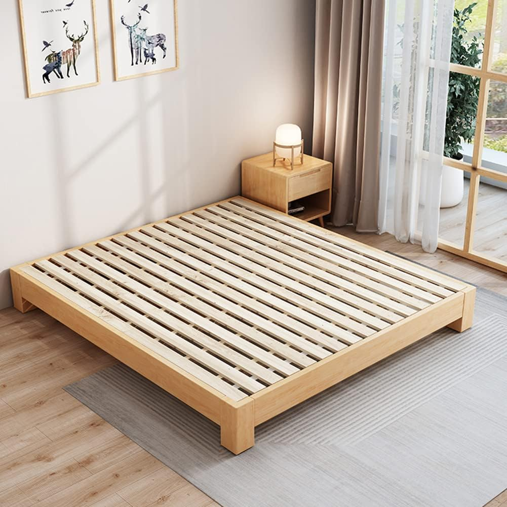 Amazon.com: Bigmaii Natural Soild Wood Bed Frame Without Headboard ... inside Understanding the Benefits of Natural Wood King Size Bed Frames
