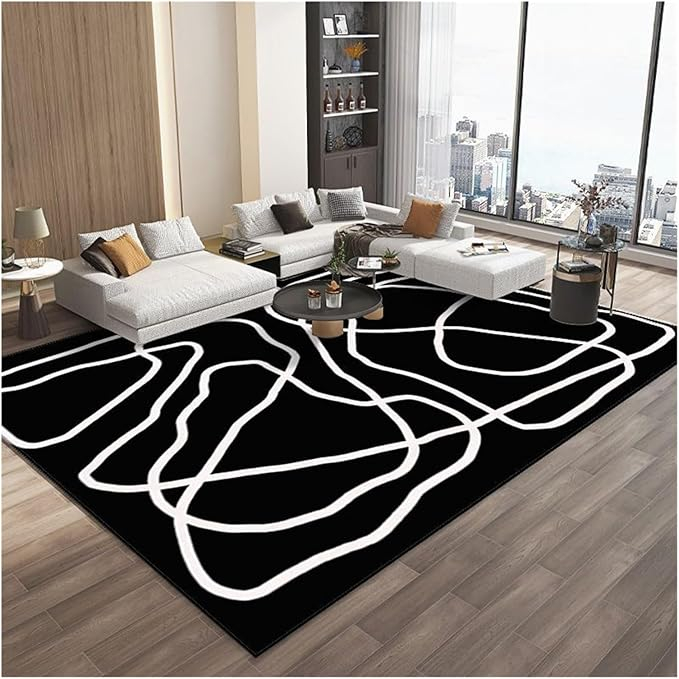 Amazon.com: Black And White Area Rugs,Irregular Striped Carpet, Modern ... within Understanding the timeless appeal of black and white bedroom rugs