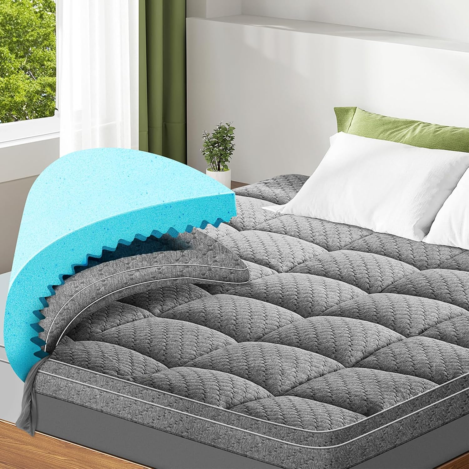 Amazon.com: Dual Layer 4 Inch Memory Foam Mattress Topper California ... within Comparing top king memory foam mattress protectors for optimal comfort and protection
