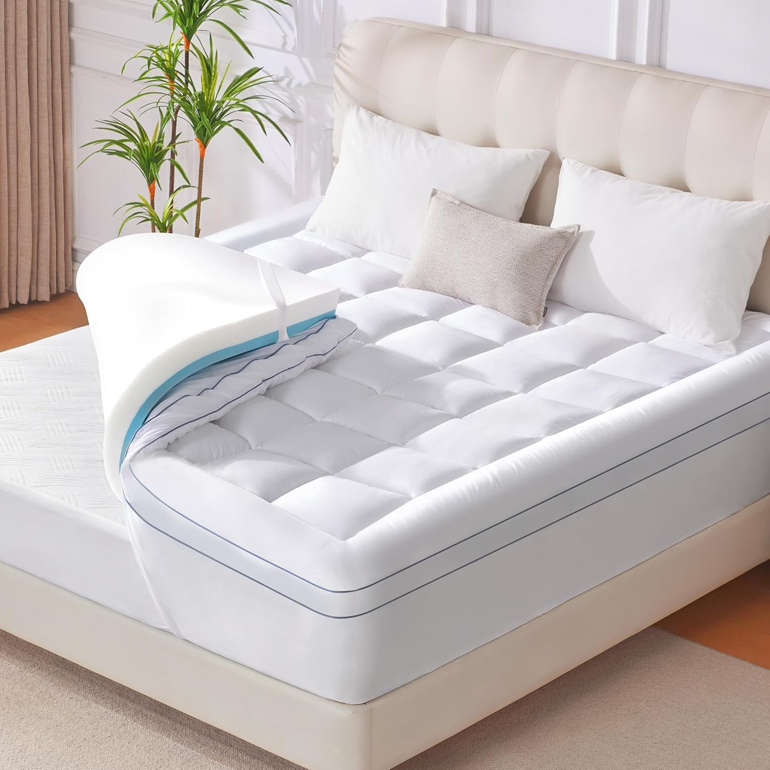 Amazon.com: Eiayeebil King Memory Foam Mattress Topper, 4 Inch Dual ... regarding King Memory Foam Mattress Protector
