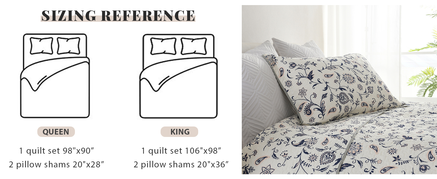 Amazon.com: Finlonte Botanical 102"X120" Oversized Queen Size Bedspread ... in Measuring Your Bed for the Right Full Size Bedspread Coverage