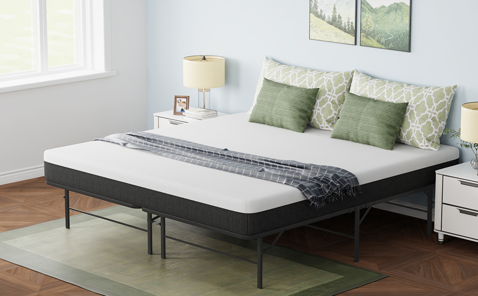 Amazon.com: Folding King Bed Frame Mattress Foundation,Metal Platform ... intended for Expert tips for maintaining and caring for foldable king size bed frames
