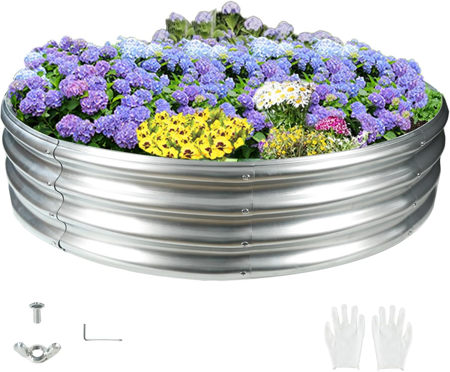 Amazon.com: Galvanized Steel Round Raised Garden Bed — 4Ft. X 12In ... within Round Metal Raised Garden Beds